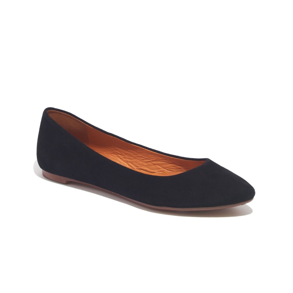 Madewell sidewalk skimmer flats black suede